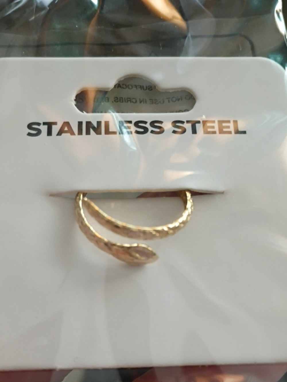 🆕 Gold Snake Stainless Steel Twisted Open Ring